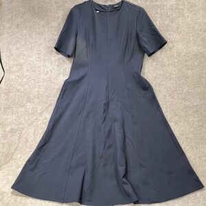 Quince Ultra Stretch Ponte Short Sleeve Midi Dress Navy L